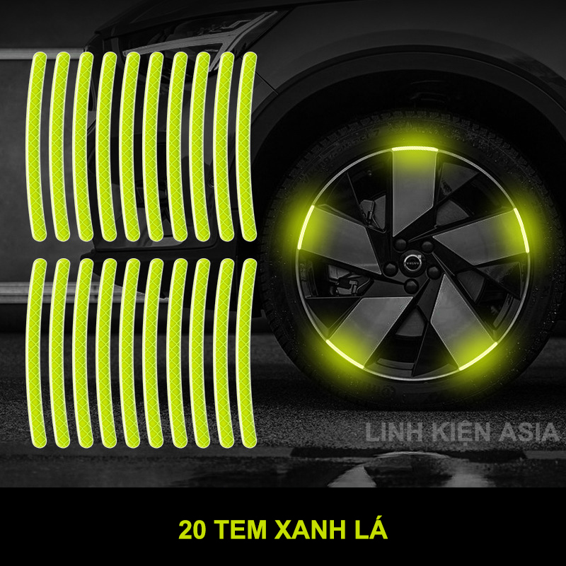 Combo 20 miếng dán decal phản quang bánh xe máy, xe ô tô