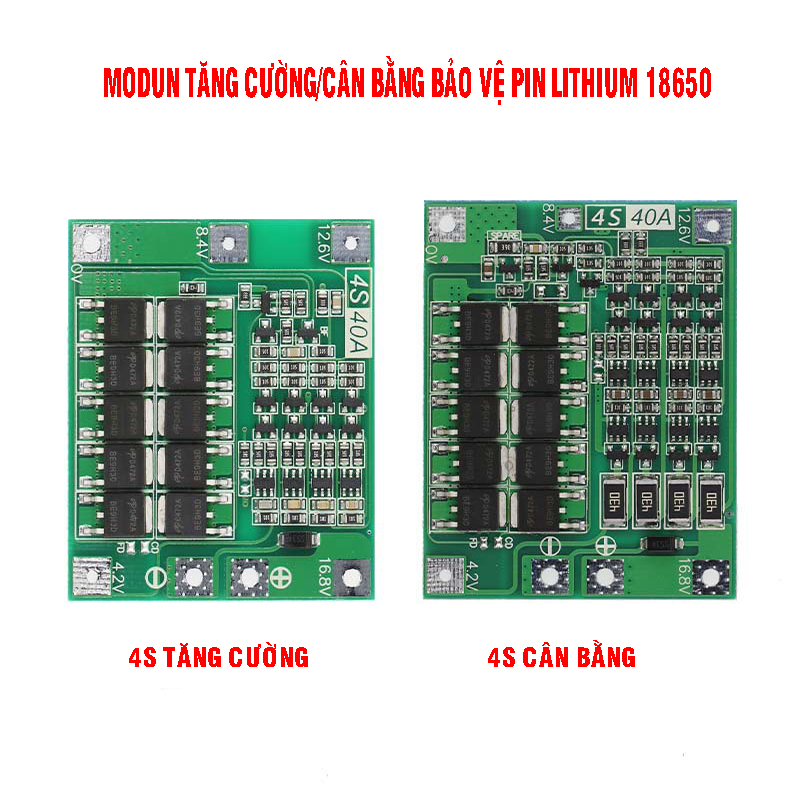 Bo mạch tăng cường - cân bằng máy khoan bảo vệ pin Lithium 3S/4S 40A 18650 BMS 11.1V 12.6V/14.8V16.8V