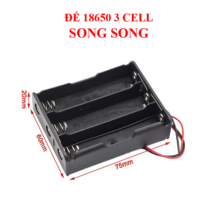 Đế gắn pin 18650 SONG SONG - khay đựng pin có dây - đế lò xo gắn pin 1/2/3/4 cell li-ion
