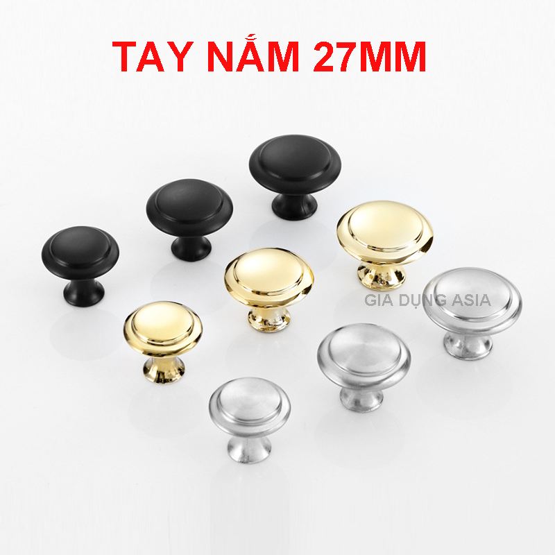 Tay nắm tủ tròn phi 27mm thép không gỉ, núm kéo hộc tủ xi mạ sáng bóng