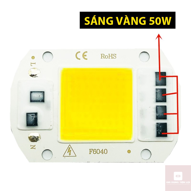 Chip led COB 30W-50W gắn đèn pha điện áp 220V