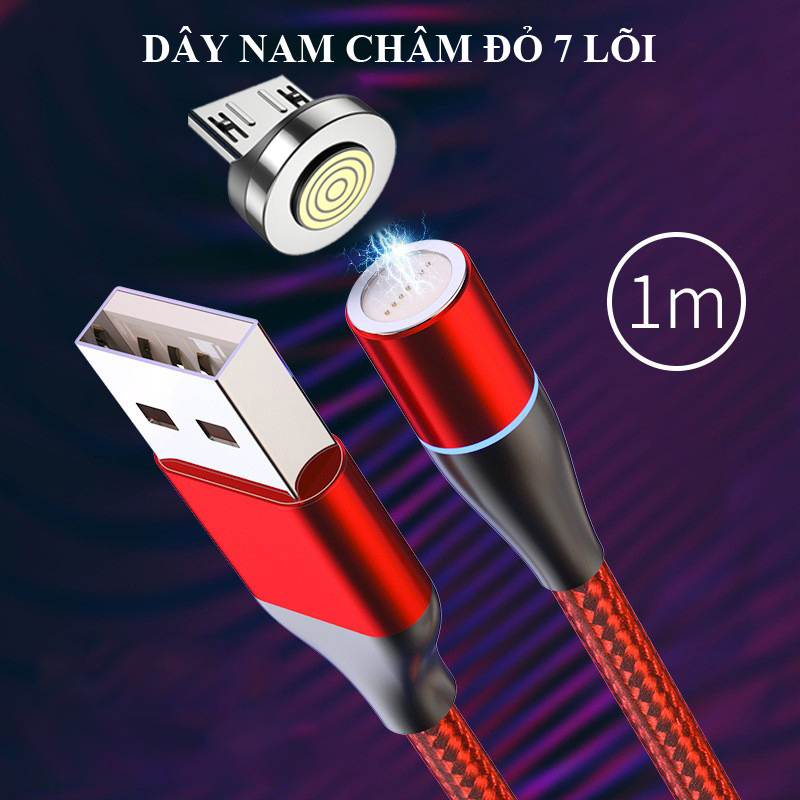 Cáp dữ liệu 7 lõi - sạc nhanh 3A - dây nam châm kết nối điện thoại