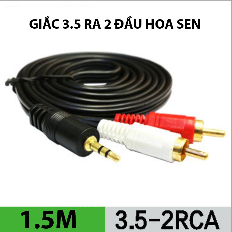 Cáp AV 1 ra 2, 1 ra 3, 3 ra 3 - Giắc audio video đầu 3.5 ly ra 2 đầu 3 đầu hoa sen 1.5m 10m (TVbox)