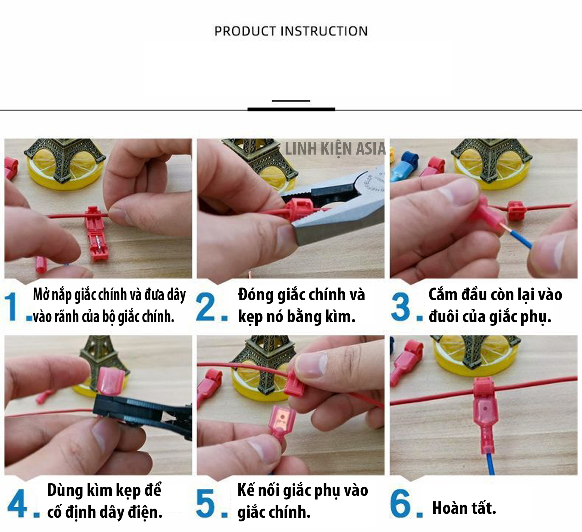 Đầu nối nhanh dây điện (tùy chọn dây 1 lõi hoặc nhiều lõi) không cần cắt dây 0.5-4.0mm vuông