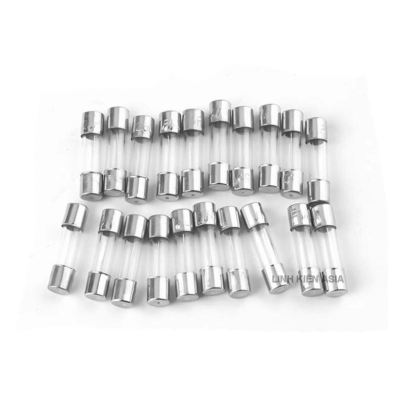 Hộp 100 cầu chì ỐNG THỦY TINH 5*20MM có 10 loại 0.25A 0.5A 1A 2A 3A 5A 8A 10A 15A 20A (5x20mm)
