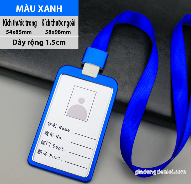 Thẻ bảng tên hợp kim Nhôm và dây đeo rộng 1.5cm cao cấp