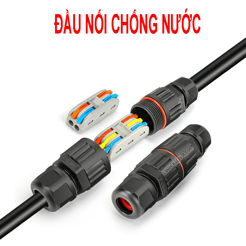 Đầu nối chống nước dây điện 220V, nối dây cáp tròn phi 8-12mm chống nước sử dụng ngoài trời