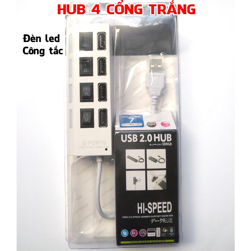 Bộ Chia USB 4 Cổng - hub USB2.0 tốc độ cao dễ dàng sử dụng