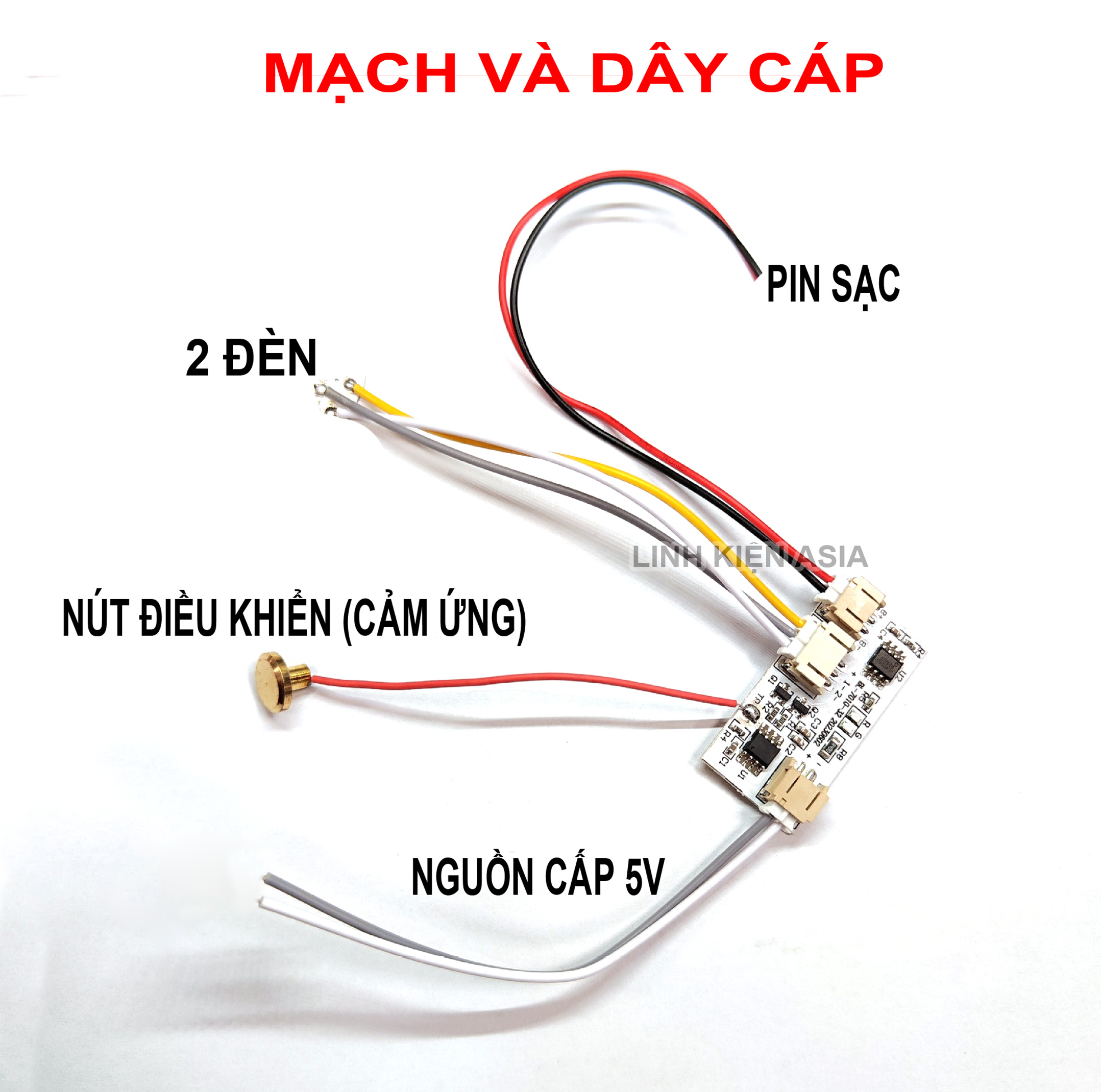 Mạch điều khiển cảm ứng dây đèn led 2 màu vàng + trắng (bán riêng)