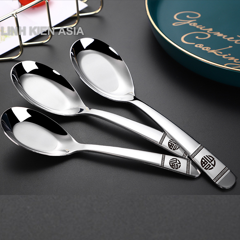 Muỗng inox khắc lazer chữ PHÚC chất lượng Stailess Steel