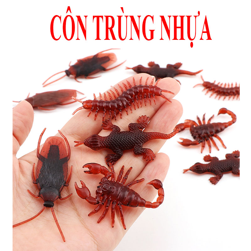 Combo 10 côn trùng gián hoặc rết - Đồ chơi mô phỏng gián bằng nhựa