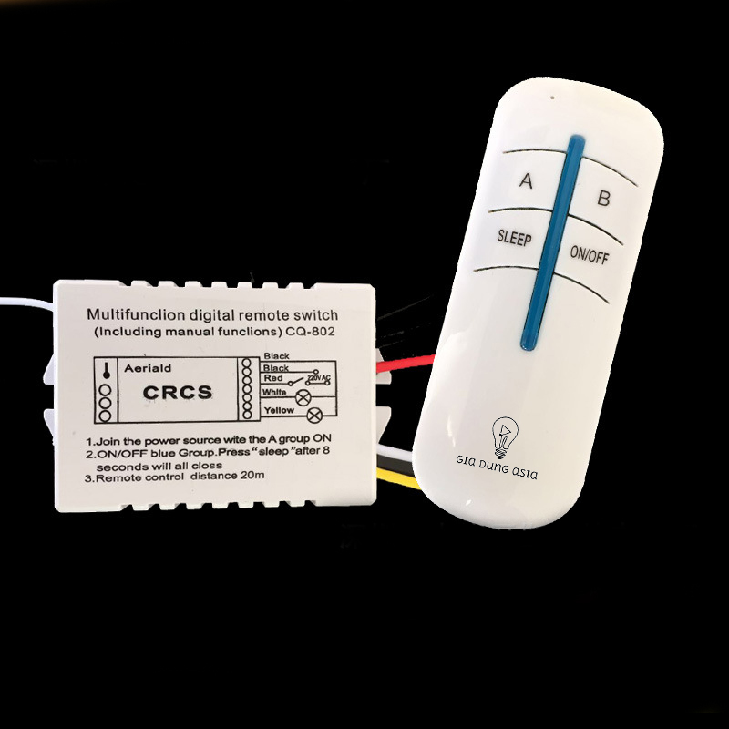 Công tắc điều khiển từ xa hai đèn thông minh không dây 220V (20 - 30 mét xuyên tường)