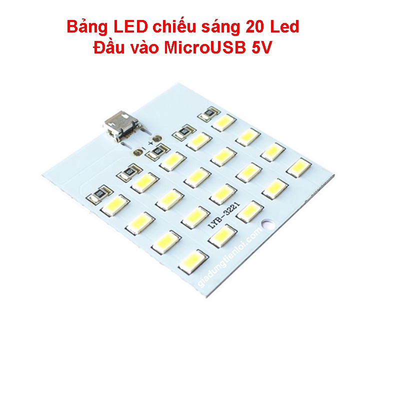 Bảng LED chiếu sáng 12/20 Led đầu vào MicroUSB 5V
