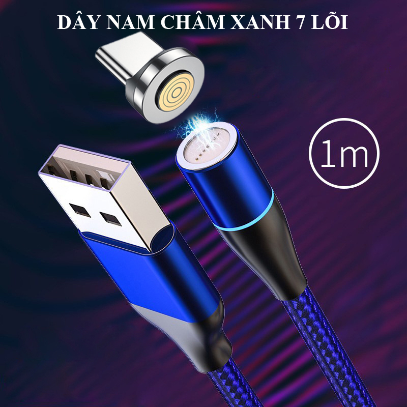Cáp dữ liệu 7 lõi - sạc nhanh 3A - dây nam châm kết nối điện thoại