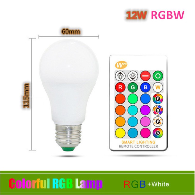 Bóng đèn đổi màu RGB 12W E27-220V remote điều khiển từ xa