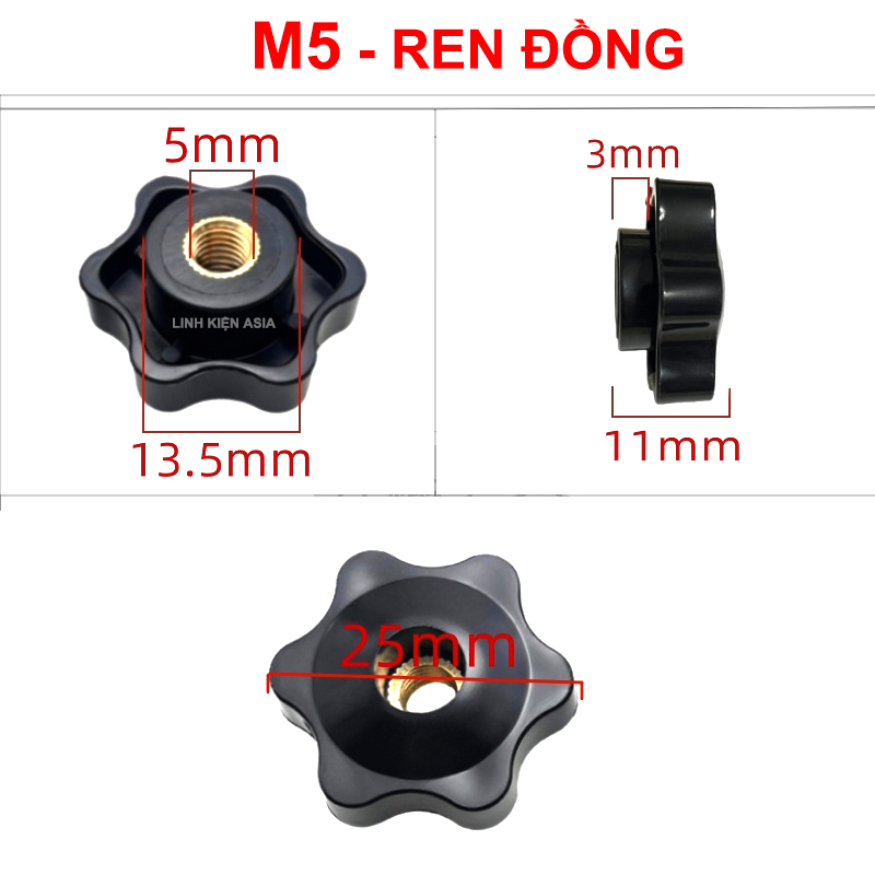 Núm siết ốc hình cánh hoa ren M4M5M6M8M10 lõi đồng