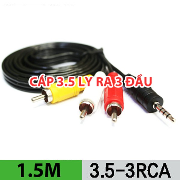 Cáp AV 1 ra 2, 1 ra 3, 3 ra 3 - Giắc audio video đầu 3.5 ly ra 2 đầu 3 đầu hoa sen 1.5m 10m (TVbox)