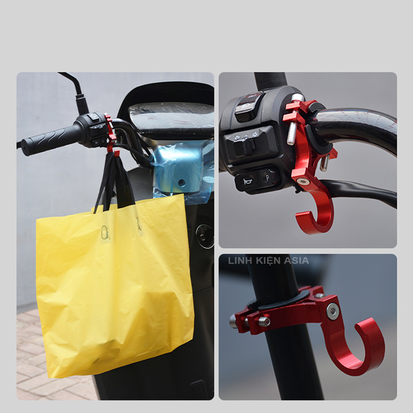 Móc nhôm CNC treo ghi đông xe đạp xe máy có đệm chắc chắn