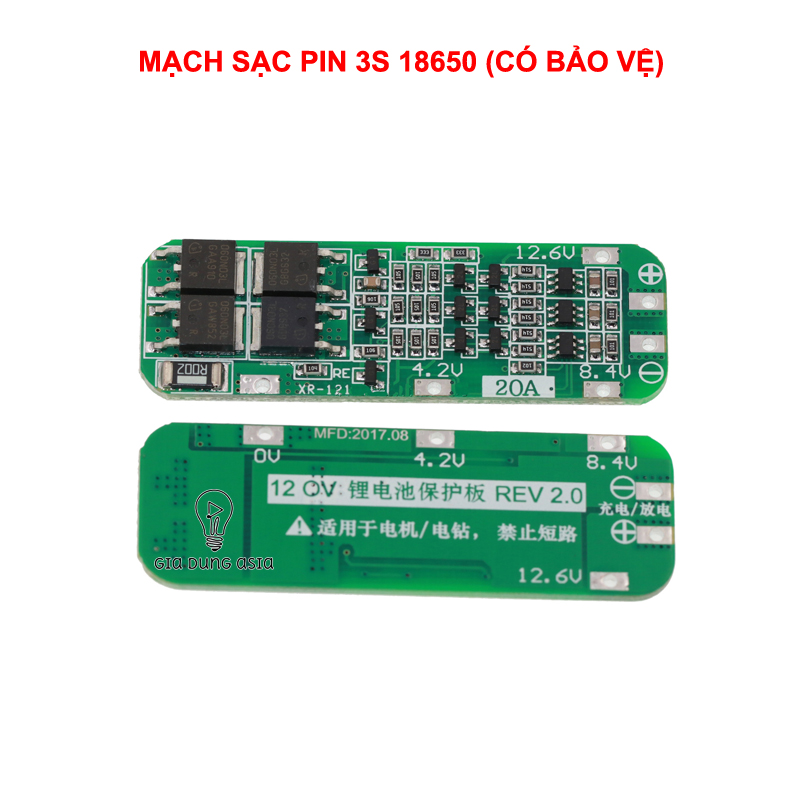 Mạch sạc 20A pin li-ion 3S 18650 11.1V 12V 12.6v chuyên dụng với độ ổn định cao