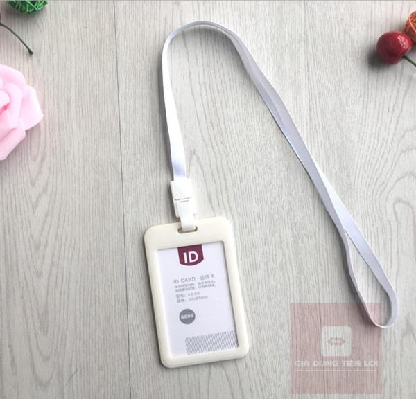 Bao thẻ DỌC + dây đeo bảng tên sinh viên – nhân viên văn phòng (10 màu sắc)