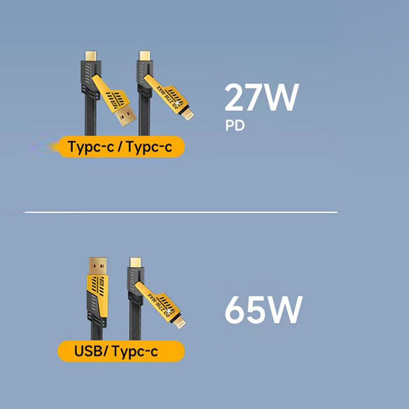 Cáp sạc nhanh đa năng PD 4 trong 1 kết nối được dữ liệu - dây sạc 65W PD27W MAX