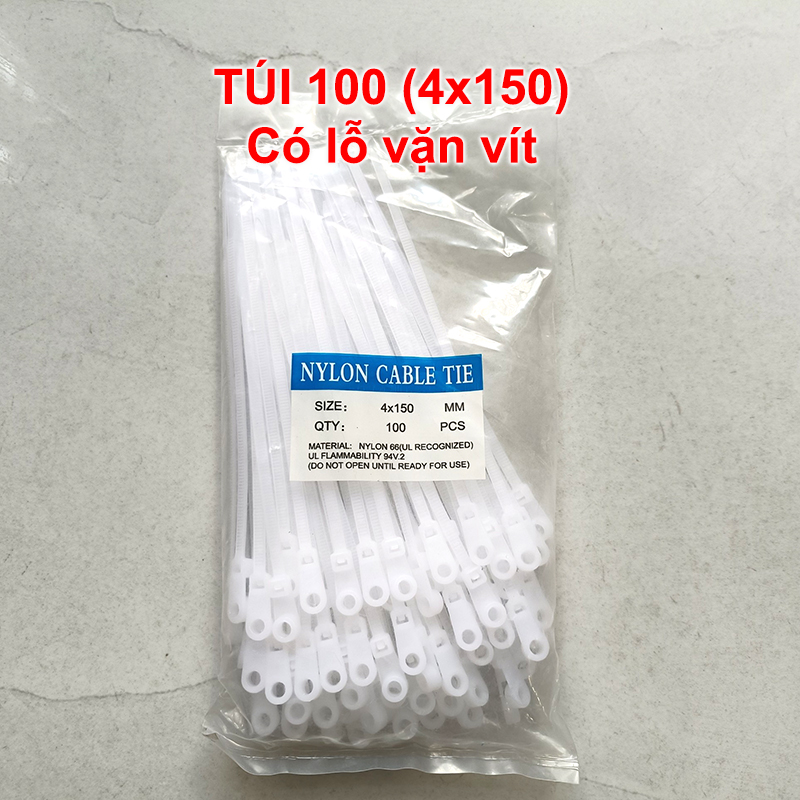 Bịch 100 sợi dây rút nylon tự khóa siêu bền bỉ chịu lạnh