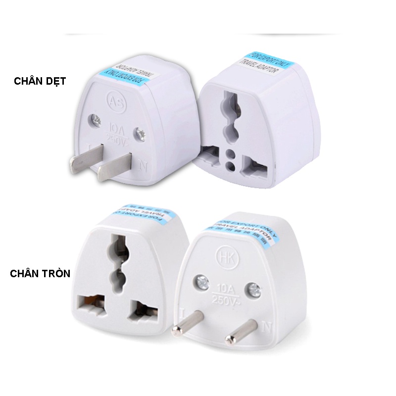 Phích cắm chuyển đổi điện từ 3 chân sang 2 chân nguồn 220V