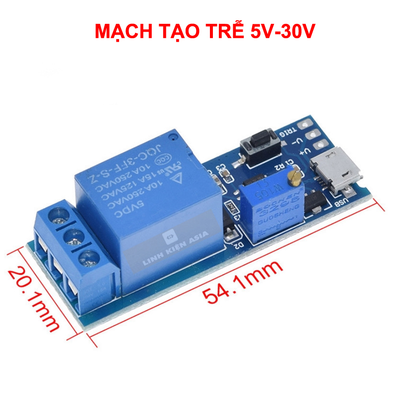 Mạch Relay Tạo Trễ 0 ~ 24 Giây, Mô-đun rơ le kích hoạt trễ điện áp 5V - 30V
