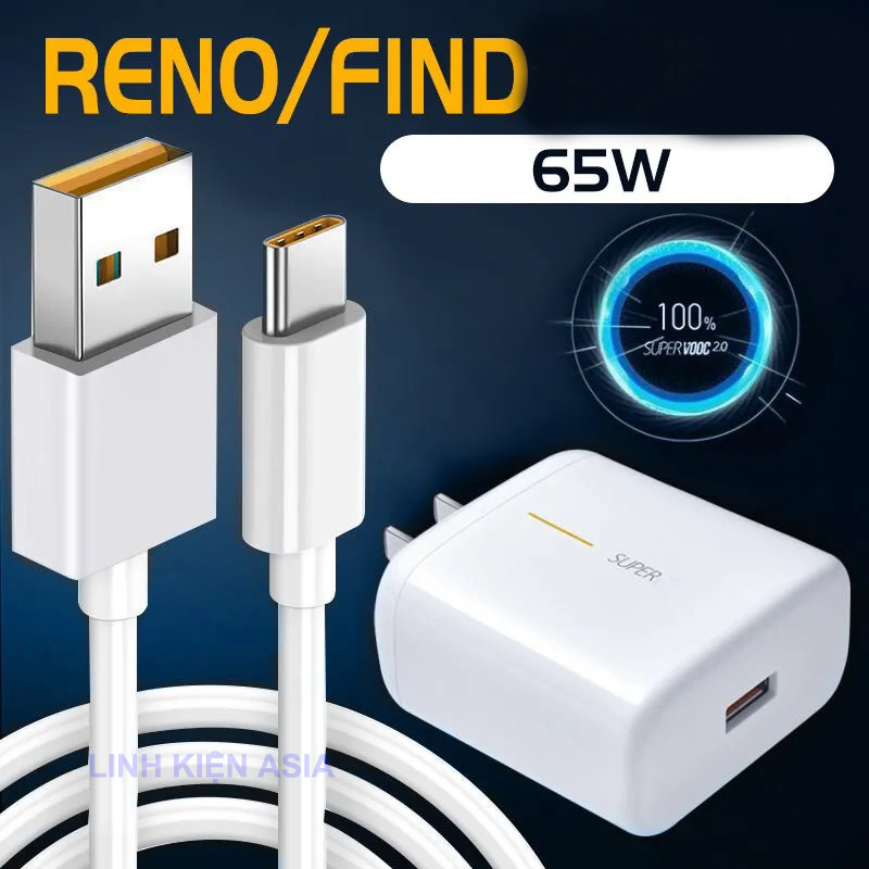 Bộ sạc SUPERVOOC chuyên dùng cho OP.PO 65W tặng cáp 1m TypeC
