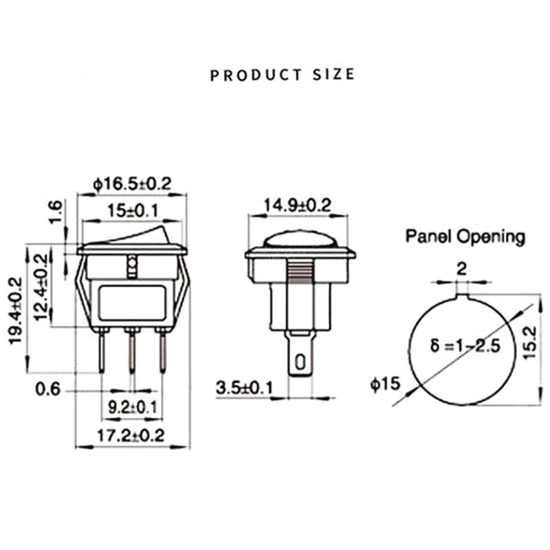 Công tắc tròn bập bênh 15MM 3A 250V (trắng, đen, đỏ)