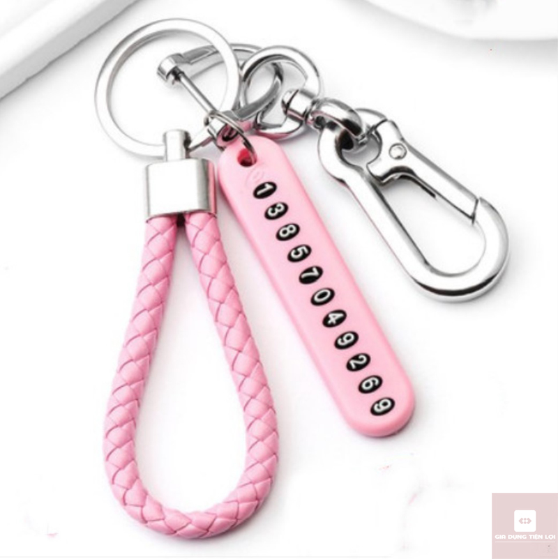Móc treo khóa ô tô có bộ gắn số điện thoại chống mất