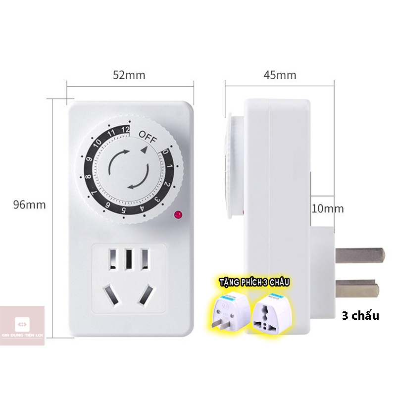Ổ cắm hẹn giờ đếm ngược thời gian 12 tiếng chất lượng cao 220V