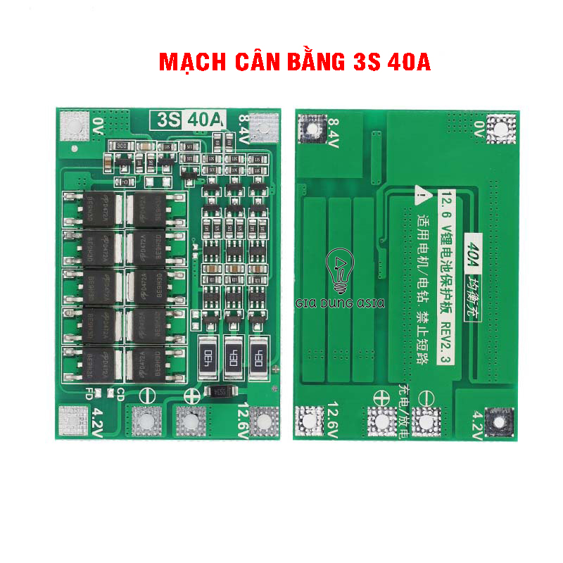 Bo mạch tăng cường - cân bằng máy khoan bảo vệ pin Lithium 3S/4S 40A 18650 BMS 11.1V 12.6V/14.8V16.8V