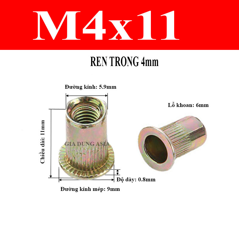 Combo 5-10 Ecu rút, tán rút mạ kẽm – Giải pháp tạo ren cho kim loại mỏng