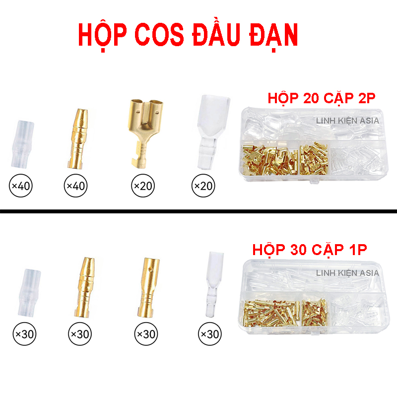 Hộp 20 cặp/ 30 cặp/ 40 cặp giắc cắm đầu đạn có vỏ bọc cao su bảo vệ