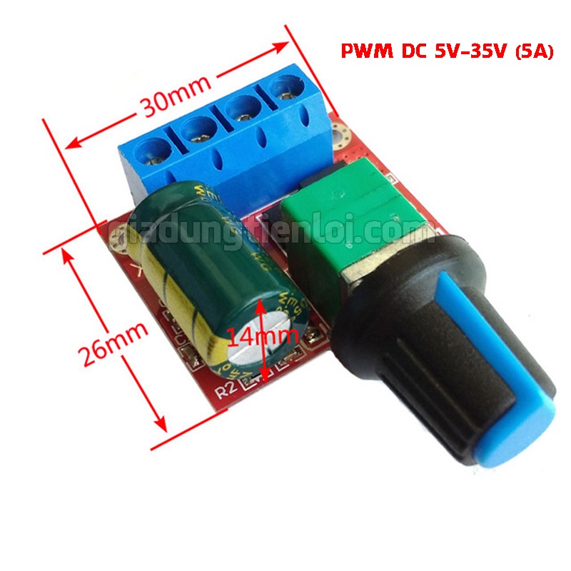 Bộ điều khiển tốc độ động cơ PWM DC 2A-5A-10A-20A Bộ điều chỉnh tốc độ LED Dimmer