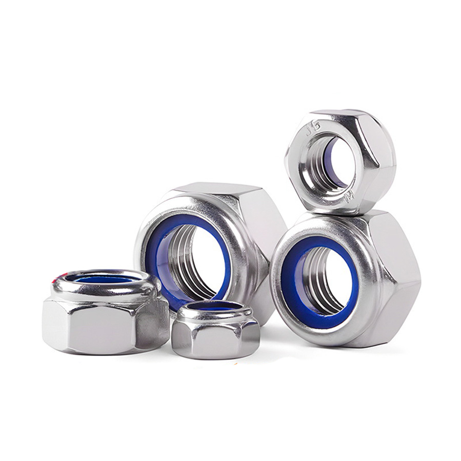 Đai ốc có ĐỆM nylon bằng thép không gỉ 201 DIN985 ốc lục giác chống rơi và chống nới lỏng