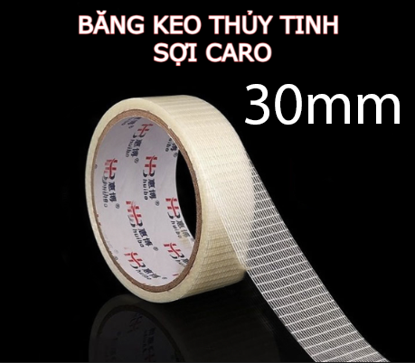 Băng keo 1 mặt sợi thủy tinh trắng dài 20 mét