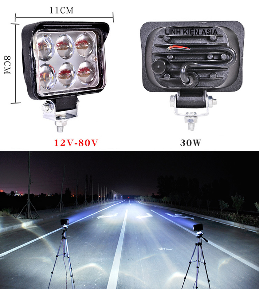 Đèn pha led ánh sáng trắng 12-24V siêu sáng gắn ô tô – xe nâng - đèn trợ sáng xe tải