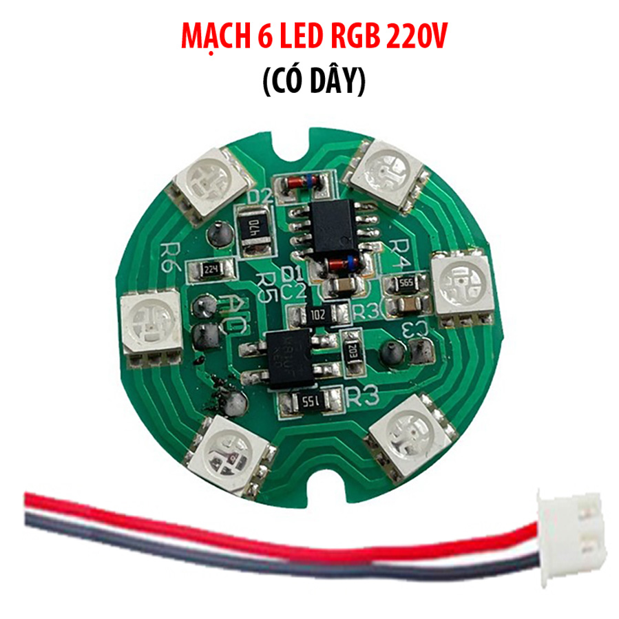 Mạch 6 led RGB nhiều màu sắc điện áp 220V chế đèn sen, đèn cúng, đèn bàn nhỏ