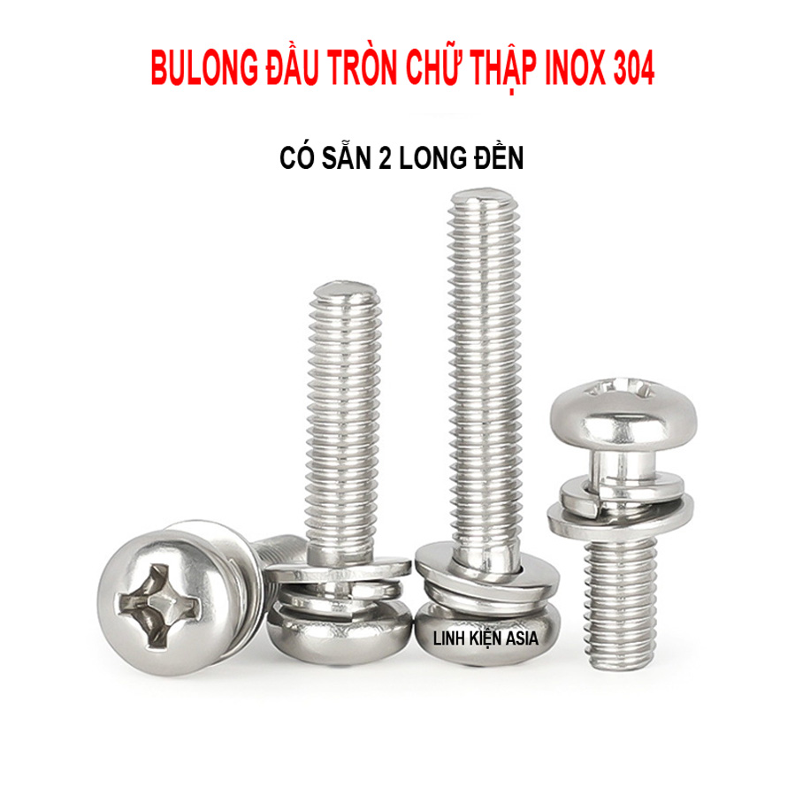 Bulong dài ĐẦU TRÒN chữ thập có sẵn 2 long đền
