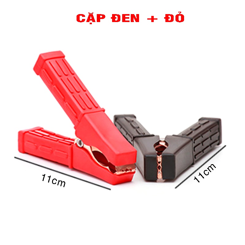 Một cặp đầu kẹp bình ắc quy - kẹp cá sấu to 8cm - 9cm (1 Đỏ - 1 Đen)