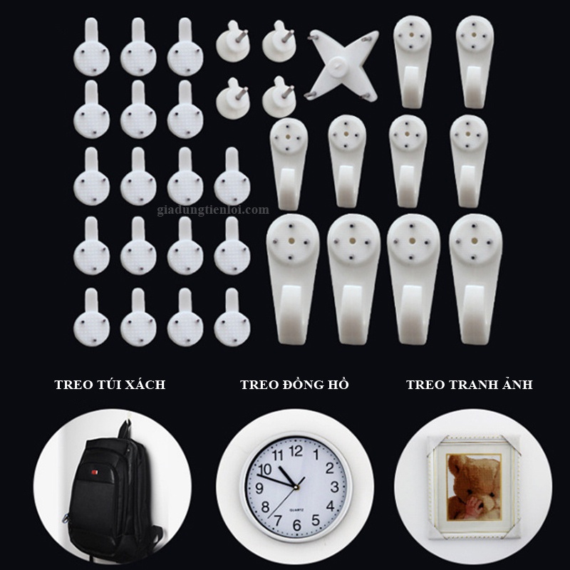 Combo 10 móc đinh treo tường ABS siêu bền và chịu lực