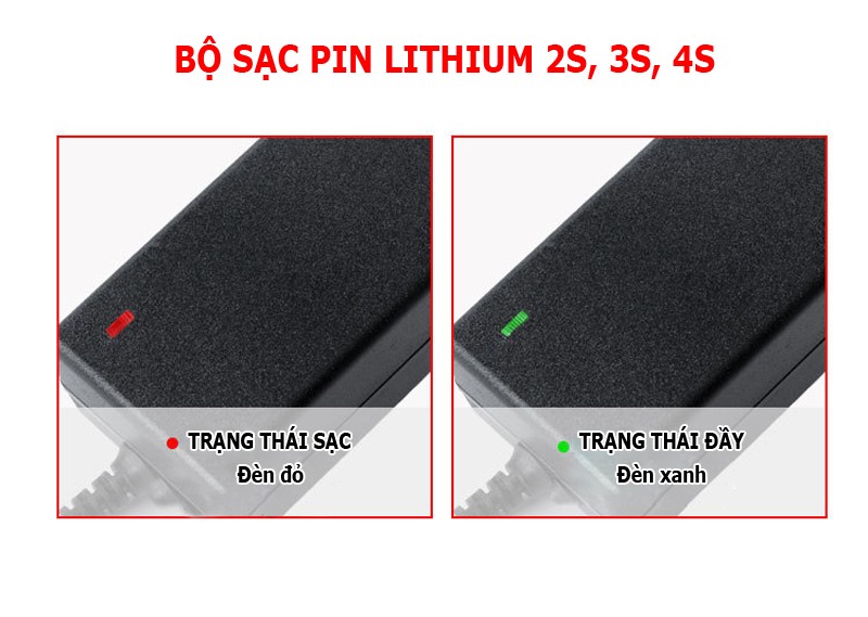 Bộ sạc pin Lithium 18650 2S 3S 4S (có đèn báo đầy)