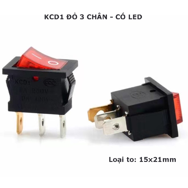 Công tắc rocker KCD1 6A 250V 15x21mm