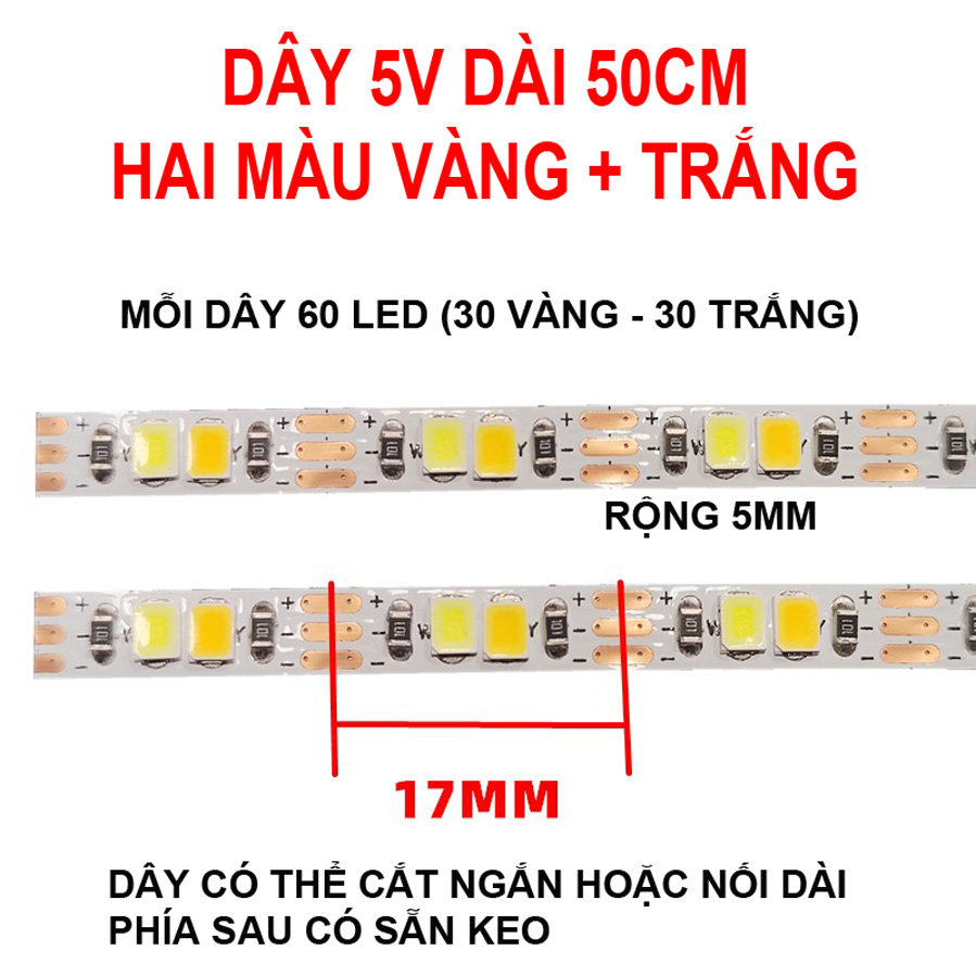 Mạch điều khiển cảm ứng dây đèn led 2 màu vàng + trắng (bán riêng)