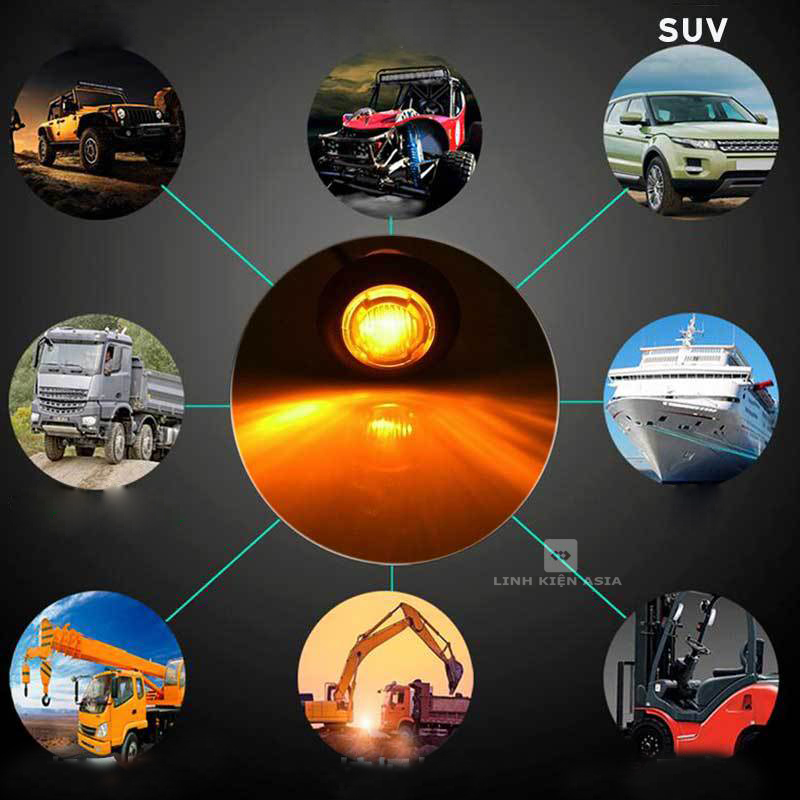 Đèn Led Gắn Hông, Sườn xe, Gầm Ô Tô Xe Tải 12-24v Chống Nước