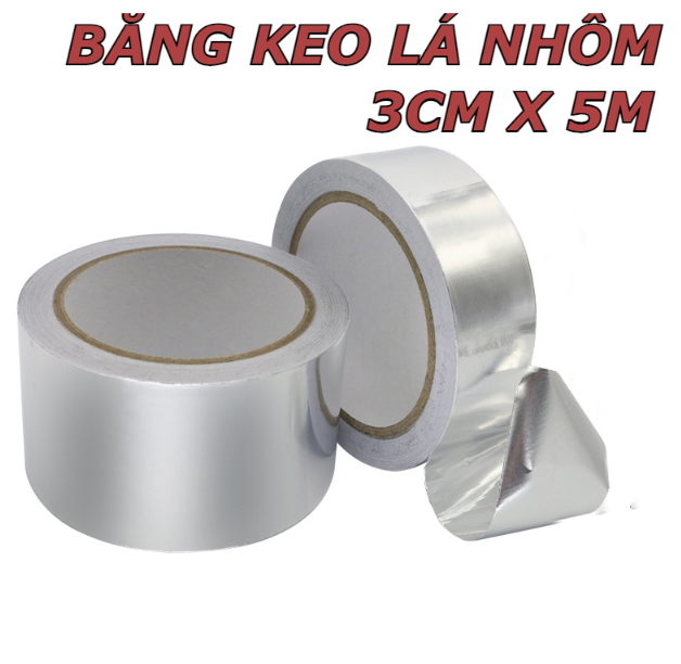 Băng keo lá nhôm DÀI 5 MÉT chịu nhiệt cao cách nhiệt, chống thấm mặt bếp, chống ẩm