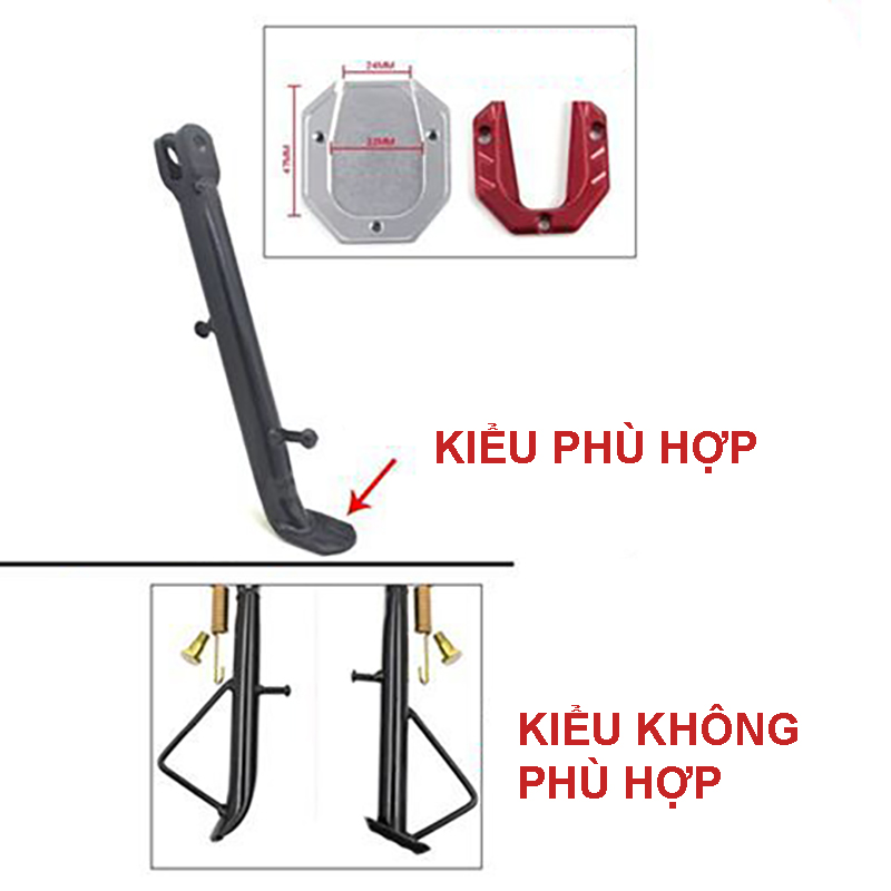 Đế chống trượt cho xe điện, chân chống xe máy bằng hợp kim nhôm, đế mở rộng