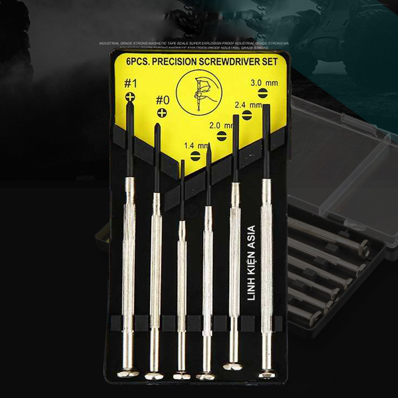 Hộp 6 tua vít sửa chữa điện tử thông dụng (đồng hồ, điện thoại)